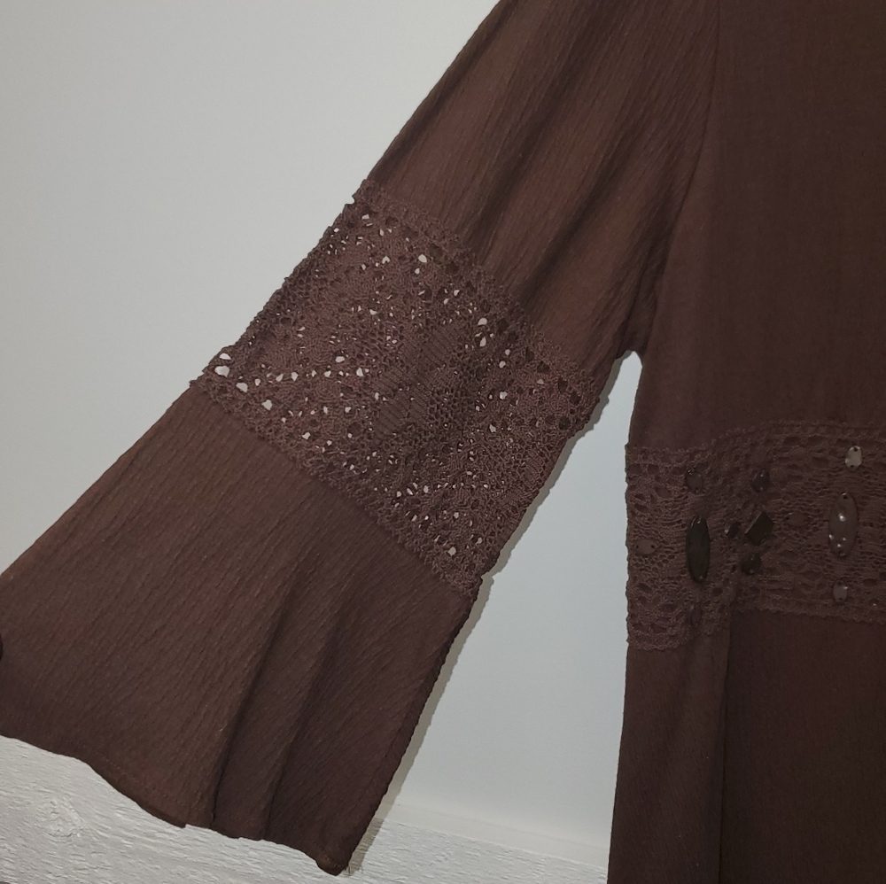 Brown Embellished Top XL - Picture 4 of 5
